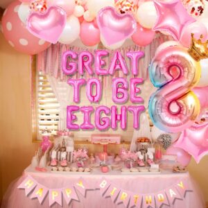 42 PCS Great to Be Eight Birthday Decoration Girls Eight is Great Birthday Balloons 8 Years Old Birthday Decoration Girls 8th Birthday Decoration