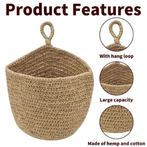 Jute Onion Basket Hanging for Pantry with Wooden hook, Potato Garlic Onion Pantry Storage Baskets, Potato Holder Hanging Wall Vegetable Baskets for Succulent Wall Decor (Large)