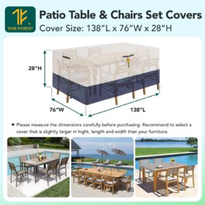 Time Forest Round Patio Table Cover 100% Waterproof Outdoor Garden Yard Dining Table Chair Set Covers, 600D Oxford Heavy Duty Lawn Patio Furniture Covers for outdoor furniture, 62" DIAx28" H, Fog/Navy