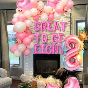 42 PCS Great to Be Eight Birthday Decoration Girls Eight is Great Birthday Balloons 8 Years Old Birthday Decoration Girls 8th Birthday Decoration