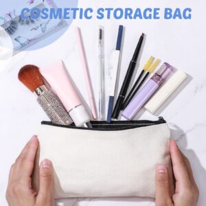 99 Pack Blank Canvas Bag Bulk DIY Craft Canvas Zipper Pouch Sublimation Blanks Canvas Makeup Bag Canvas Pouch Pencil Bag Cosmetic Travel Toiletry Storage Zipper Bag 8.3 x 5 Inch(Gray, Black, White)