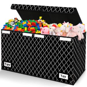 meerainy large toy storage box with lid,sturdy toys storage chest bin organizer for kids,boys,girls,stuffed animal storage for living room area 25"x13" x16"