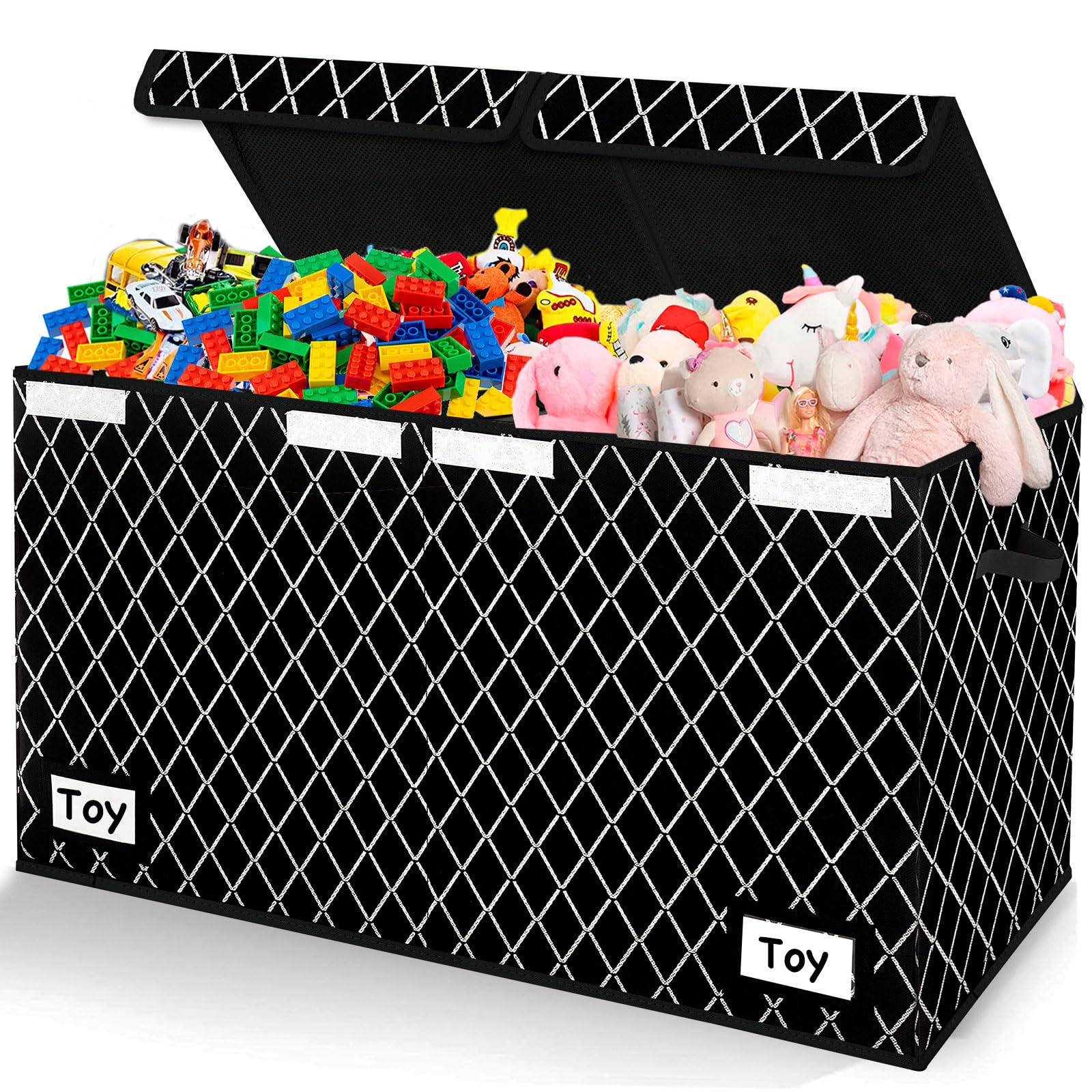 Meerainy Large Toy Storage Box with Lid,Sturdy Toys Storage Chest Bin Organizer for Kids,Boys,Girls,Stuffed Animal Storage for Living Room Area 25"x13" x16"