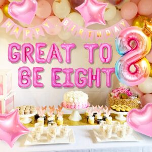 42 PCS Great to Be Eight Birthday Decoration Girls Eight is Great Birthday Balloons 8 Years Old Birthday Decoration Girls 8th Birthday Decoration