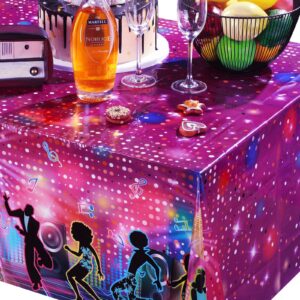 Moukeren Disco Plastic Party Tablecloth 70's Party Table Cover 70s Birthday Party Supplies The 70s Party Decoration Throwback Birthday Party Decoration for Dining Room Kitchen, 54 x 108 Inch (6)