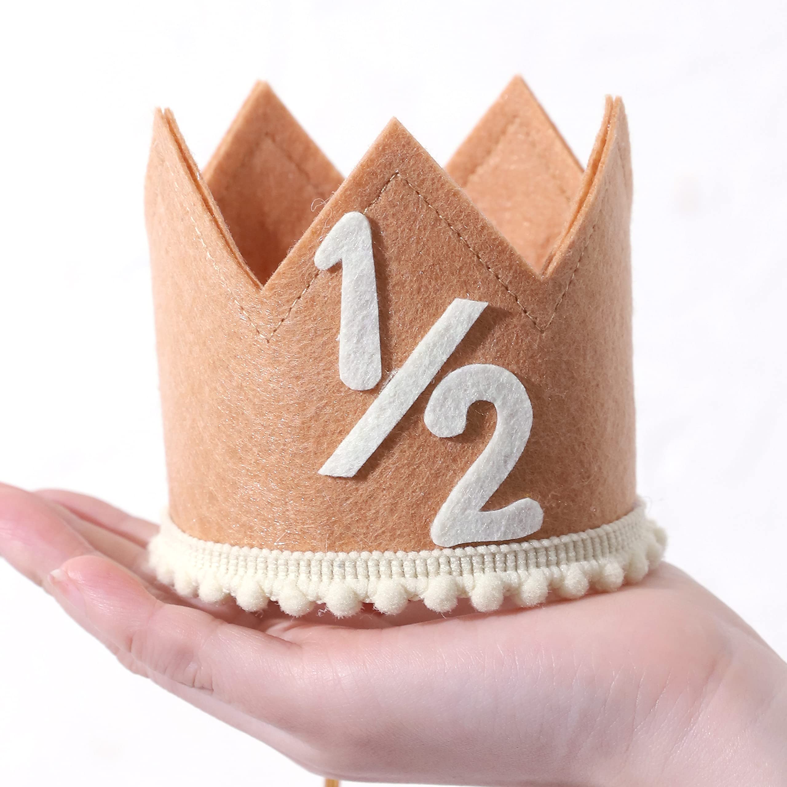 Half Birthday Crown - Brown Crown for Baby's Six Months Birthday Party, Girls/Boys Party Decorations