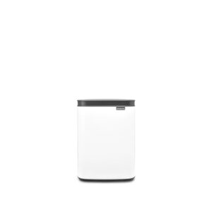 brabantia small bo trash can 1.1 gal - easy open, soft closing lid, hygienic, space efficient - for bathroom, home office, bedroom - white - lwh 7.9 x 6.8 x 10.7