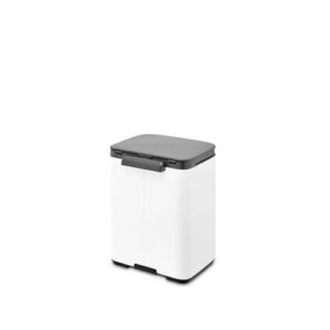 Brabantia Small Bo Trash Can 1.1 Gal - Easy Open, Soft Closing Lid, Hygienic, Space Efficient - for Bathroom, Home Office, Bedroom - White - LWH 7.9 x 6.8 x 10.7