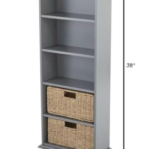 Contemporary Five-Tier Bookcase with Stylish Storage Baskets (Gray)