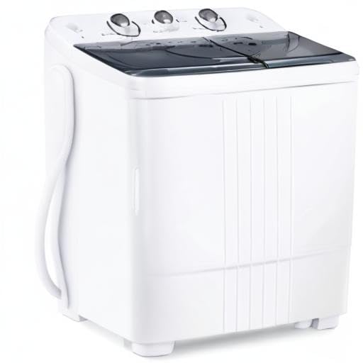 HABUTWAY Portable Washing Machine 20Lbs Capacity Washer&Dryer Combo Twin Tub Laundry 2 In 1 Washer(12Lbs) & Spinner(8Lbs) with Built-in Gravity Drain Pump for Apartment,Dorms,RV Camping (grey+white)