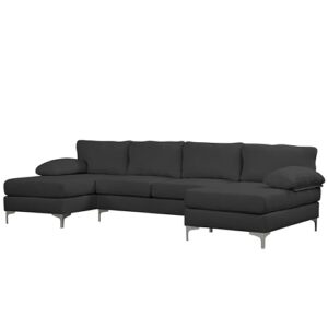 Casa Andrea Milano Luxury Modern Large Boucle U-Shape Sectional Sofa, Double Extra Wide Chaise Lounge Couch