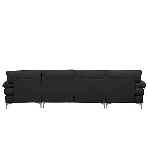 Casa Andrea Milano Luxury Modern Large Boucle U-Shape Sectional Sofa, Double Extra Wide Chaise Lounge Couch