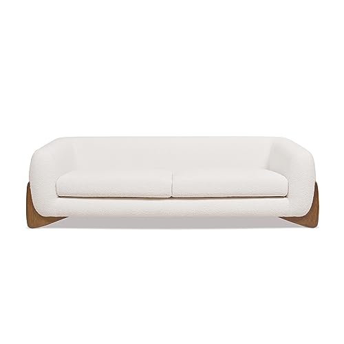 Jennifer Taylor Home Alpine 90.5" White Boucle Modern Scandinavian Minimalist Round Arm Sherpa Sofa