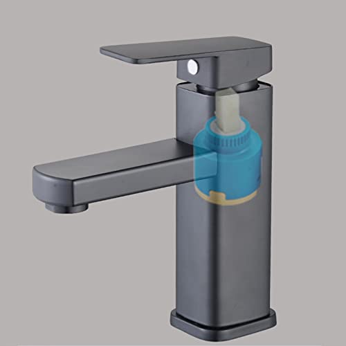 Waterfall Bathroom Faucet, Matte Black Simple Stylish No Leakage Kitchen Sink Faucet with Ceramic Valve Core, Hot Water Cold Water 2 Modes for Bathroom Kitchen Hotel