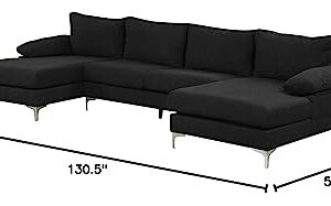 Casa Andrea Milano Luxury Modern Large Boucle U-Shape Sectional Sofa, Double Extra Wide Chaise Lounge Couch