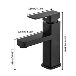 Waterfall Bathroom Faucet, Matte Black Simple Stylish No Leakage Kitchen Sink Faucet with Ceramic Valve Core, Hot Water Cold Water 2 Modes for Bathroom Kitchen Hotel