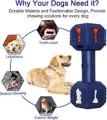 Aggressive Chewer Dog Dumbbell Toy- Interactive Dental Toy for Teething, Training, Cleaning Teeth and Boredom- Natural Rubber Dumbbell Dispensing Toy for Puppies, Medium to Small Dogs