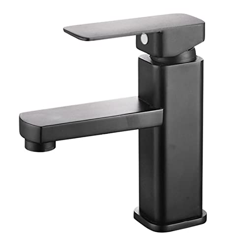 Waterfall Bathroom Faucet, Matte Black Simple Stylish No Leakage Kitchen Sink Faucet with Ceramic Valve Core, Hot Water Cold Water 2 Modes for Bathroom Kitchen Hotel