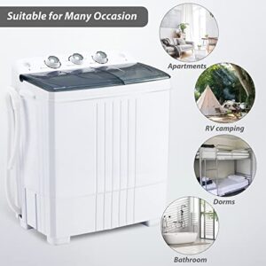 HABUTWAY Portable Washing Machine 20Lbs Capacity Washer&Dryer Combo Twin Tub Laundry 2 In 1 Washer(12Lbs) & Spinner(8Lbs) with Built-in Gravity Drain Pump for Apartment,Dorms,RV Camping (grey+white)