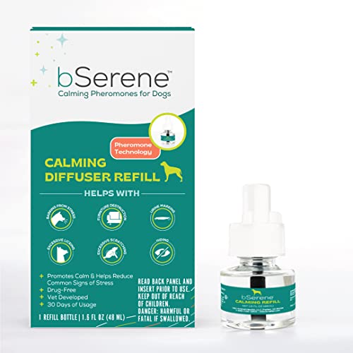 bSerene Pheromone Calming Solution for Dogs 30-Day Refill Helps Reduce Excessive Barking, Destruction, Stress, and Fear Great for Thunderstorms and Fireworks