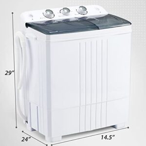 HABUTWAY Portable Washing Machine 20Lbs Capacity Washer&Dryer Combo Twin Tub Laundry 2 In 1 Washer(12Lbs) & Spinner(8Lbs) with Built-in Gravity Drain Pump for Apartment,Dorms,RV Camping (grey+white)