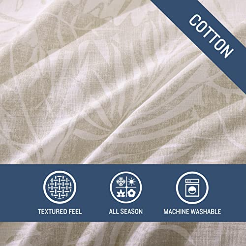 Tommy Bahama- Queen Duvet Cover Set, Reversible Cotton Bedding Set with Matching Shams, Tropical Home Décor (Costa Blanca Beige, Queen)