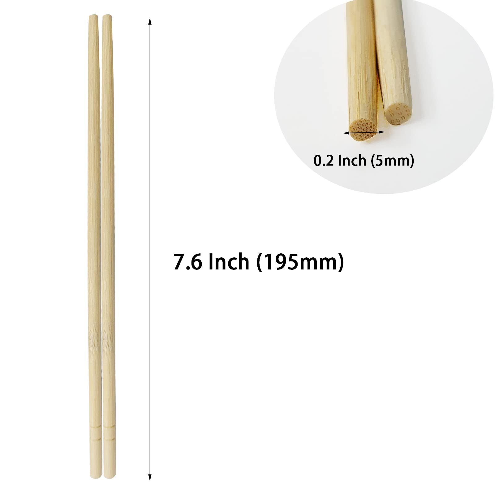 UEJYWUY 800 Pairs 8 Inch Disposable Chopsticks, Separated Sleeved Individually Wrapped Disposable Bamboo Chopsticks, Bamboo Wooden Chopsticks for Noodles, Sushi, Asian Food