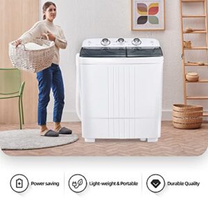 HABUTWAY Portable Washing Machine 20Lbs Capacity Washer&Dryer Combo Twin Tub Laundry 2 In 1 Washer(12Lbs) & Spinner(8Lbs) with Built-in Gravity Drain Pump for Apartment,Dorms,RV Camping (grey+white)