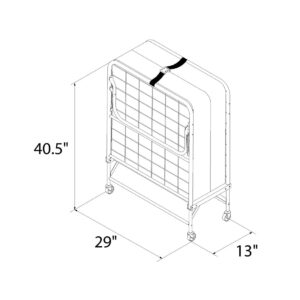 AZURFA Folding Bed with Mattress, 5 Inch Mattress and Metal Bed Frames, Portable Rollaway Guest Bed with Caster Wheels, Twin