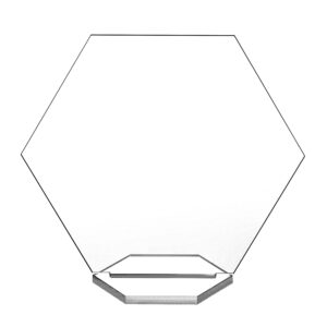 QWORK Clear Acrylic Hexagonal Place Cards, 25 Pack Acrylic Tabletop Sign & Holder, DIY Table Name Cards Plates for Wedding Reception Event Party Centerpiece Table Decorations