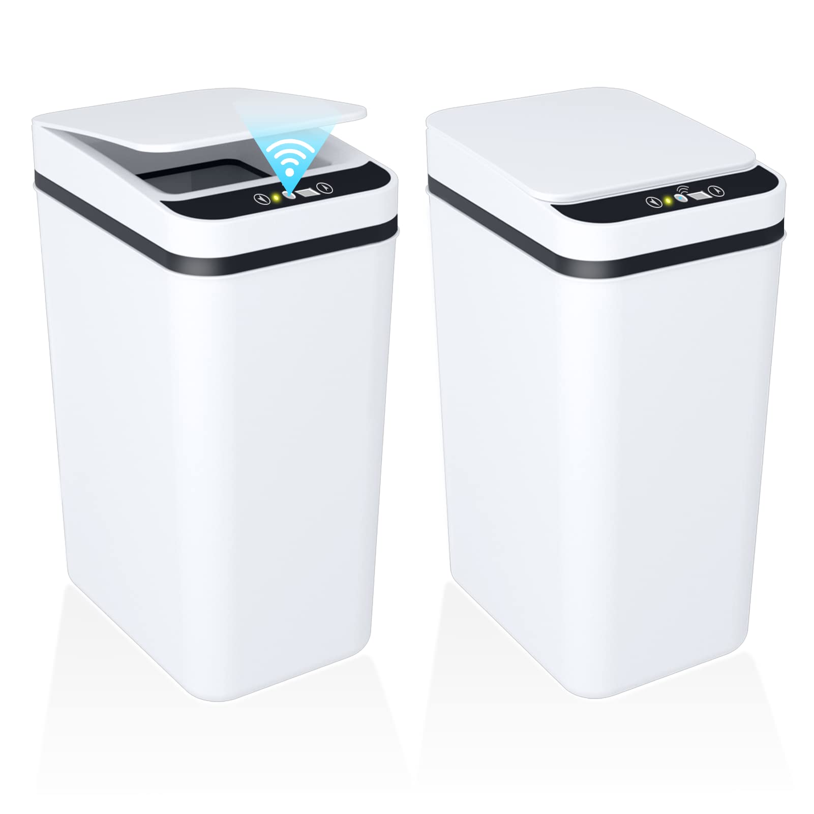 jinligogo 2 Pack Bathroom Small Trash Can with Lid Touchless Automatic Garbage Can, 2.2 Gallon Slim Waterproof Motion Sensor Smart Trash Bin for Bedroom, Office, Living Room