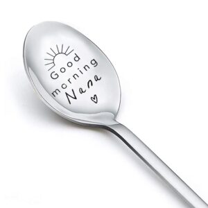 grandma nana gigi birthday gifts spoon for women mothers day yaya gifts from grandkids - good morning nana christmas gift for mom grandma nanas engraved coffee cereal handle spoons long teaspoons