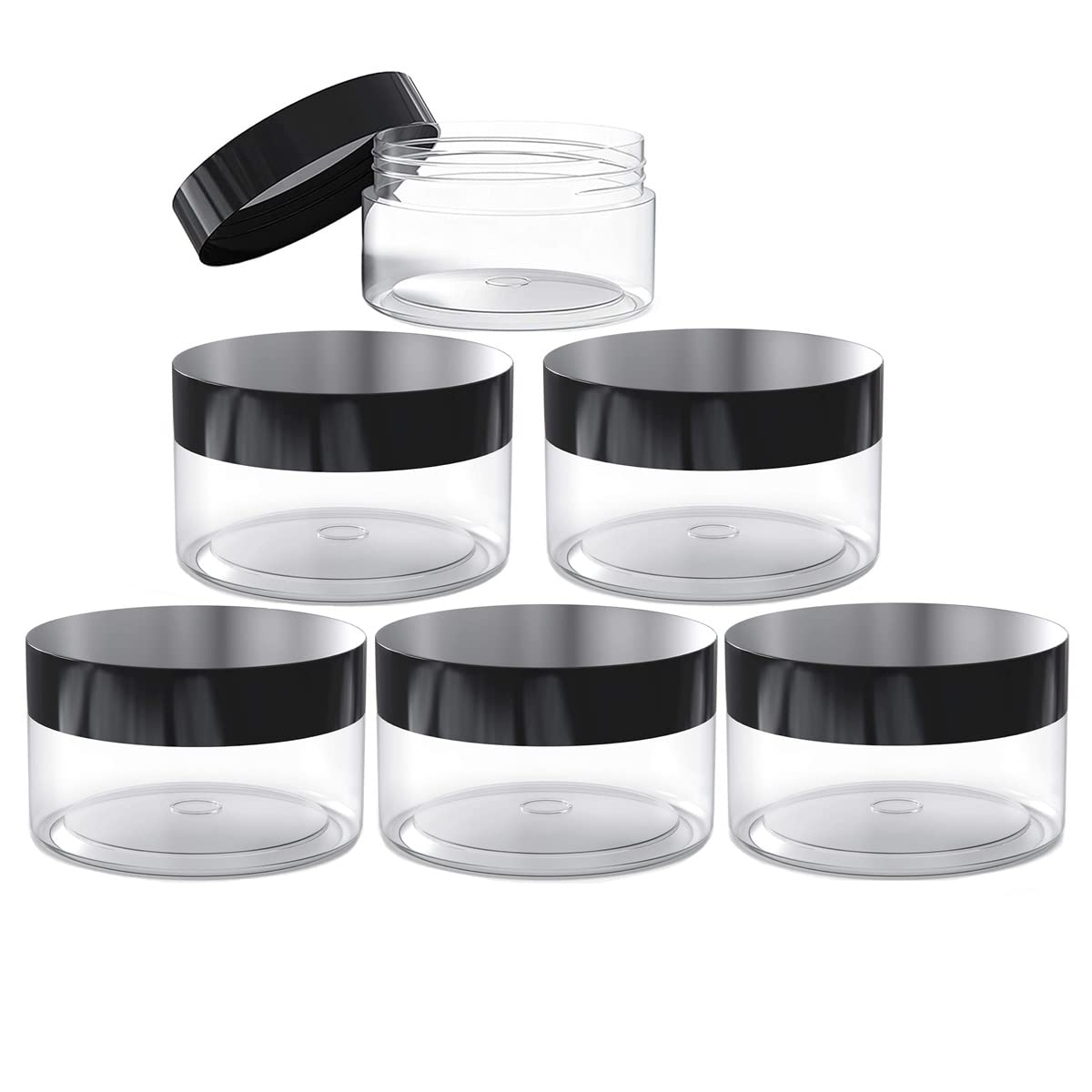 JINEN 6 Pack 4oz Empty Slime Containers, Refillable Plastic Slime Jars with Lids and Labels Clear Storage Organizers for DIY Slime, Jewelry, Food and Beauty Products, BPA Free