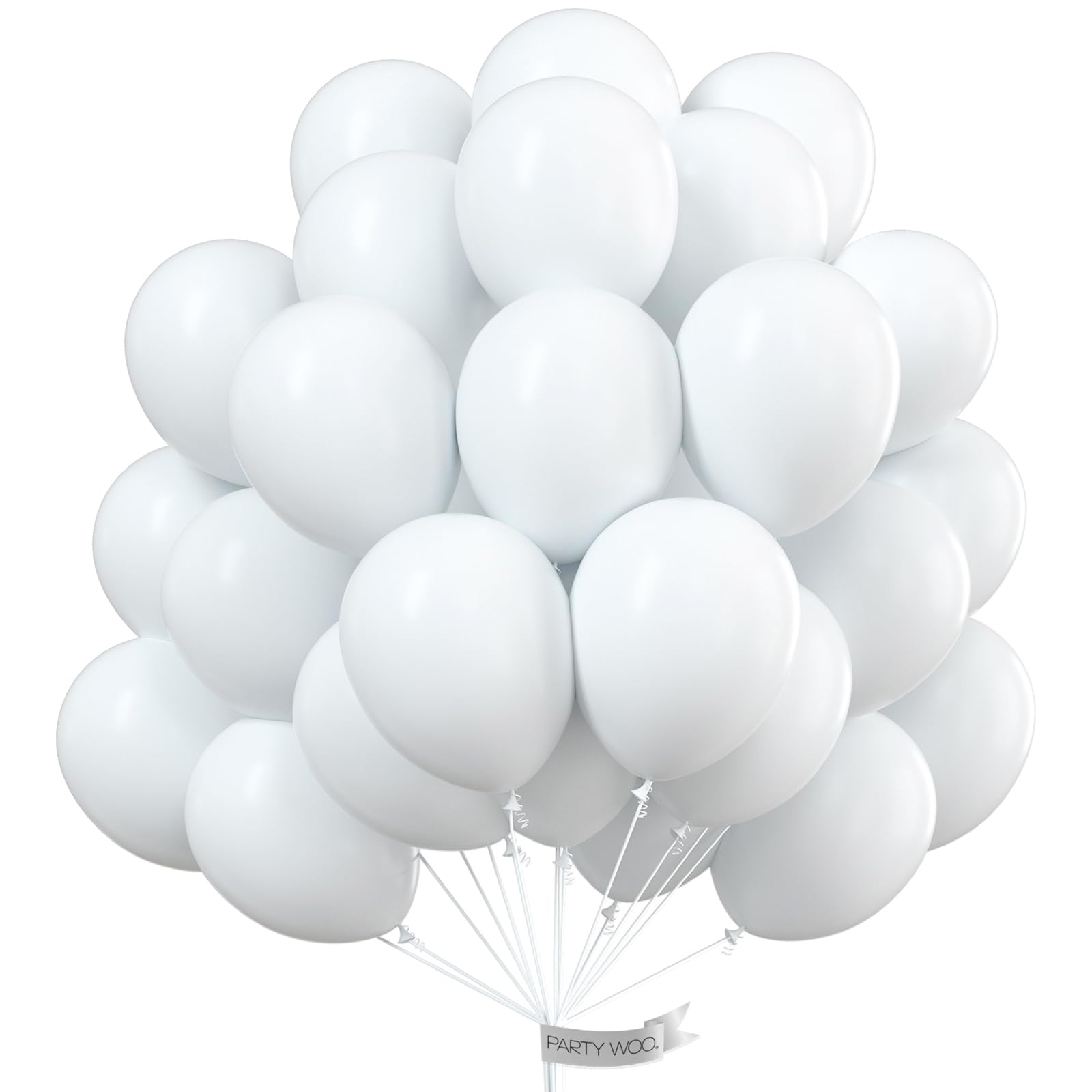 PartyWoo White Balloons, 100 pcs 12 Inch Matte White Balloons, White Balloons for Balloon Garland or Balloon Arch as Party Decorations, Wedding Decorations, Neutral Baby Shower Decorations, White-Y13