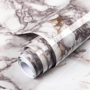 decoroom 17.71"x118" marble contact paper for countertops, glossy peel and stick countertops, granite marble wallpaper for kitchen and bathroom cabinets vinyl film self adhesive removable