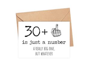 31st birthday card - 31 is just a number a really big one but whatever - 31 year old birthday card - funny birthday - rude 31st birthday card - 30 + middle finger - snarky humor - funny adult card