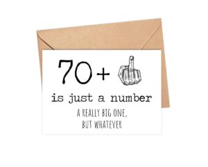 71st birthday card - 71 is just a number a really big one but whatever - 71 year old birthday card - funny birthday - rude 71st birthday card - 70 + middle finger - snarky humor - funny adult card