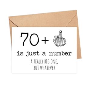 71st Birthday Card - 71 Is Just A Number A Really Big One But Whatever - 71 Year Old Birthday Card - Funny Birthday - Rude 71st Birthday Card - 70 + Middle Finger - Snarky Humor - Funny Adult Card