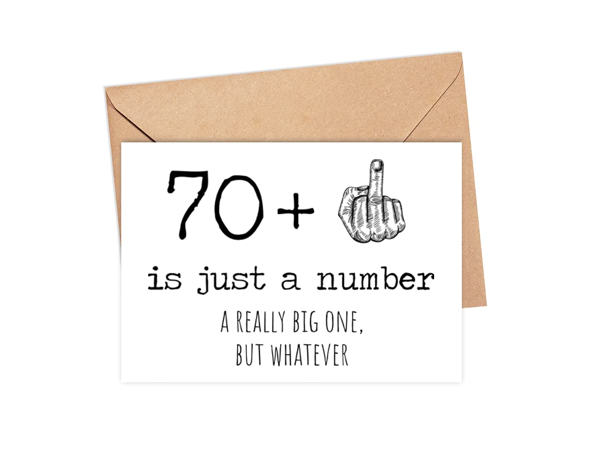 71st Birthday Card - 71 Is Just A Number A Really Big One But Whatever - 71 Year Old Birthday Card - Funny Birthday - Rude 71st Birthday Card - 70 + Middle Finger - Snarky Humor - Funny Adult Card