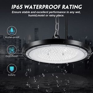 CheDux 200W UFO LED High Bay Light 4 Packs,20000LM High Bay LED Lights, 6500K Daylight White Ultra Thin LED Warehouse Lighting,IP65 Waterproof UFO Commercial Bay Lighting for Garage Workshop Gym