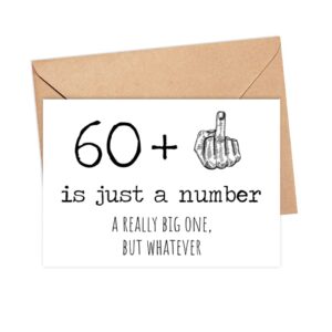 61st Birthday Card - 61 Is Just A Number A Really Big One But Whatever - 61 Year Old Birthday Card - Funny Birthday - Rude 61st Birthday Card - 60 + Middle Finger - Snarky Humor - Funny Adult Card