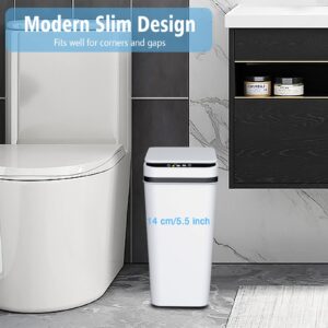 jinligogo 2 Pack Bathroom Small Trash Can with Lid Touchless Automatic Garbage Can, 2.2 Gallon Slim Waterproof Motion Sensor Smart Trash Bin for Bedroom, Office, Living Room