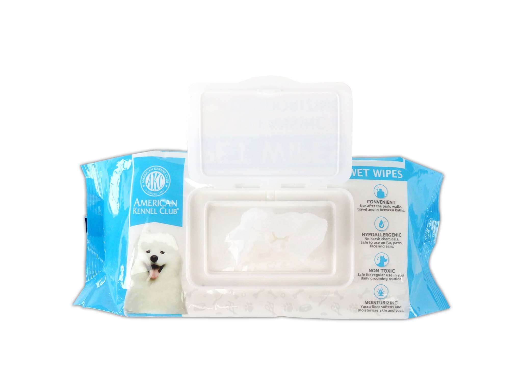 American Kennel Club AKC Dog Wipes for Cleansing & Deodorizing Great for Face, Ears, Paws, Body, & Butt - Fresh Scented - 100pk