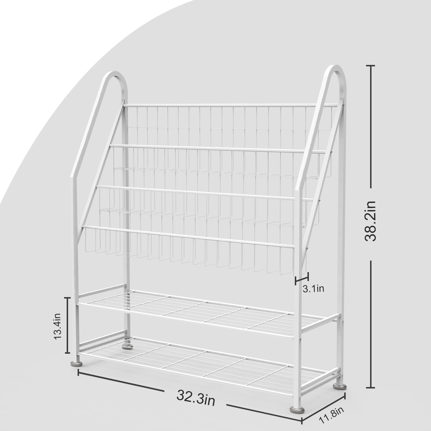 Azheruol Kids Bookshelf Freestanding for Children Room 32 Inches White Metal Bookcase Large Capacity Books Toys Organizer Stable 5 Tiers Kids Book Rack for Playroom Bookstore Library.