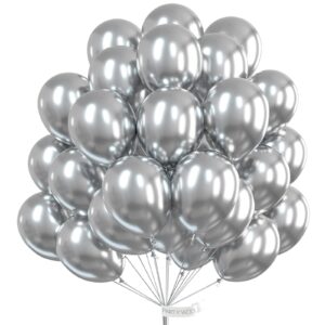 partywoo metallic silver balloons, 51 pcs 12 inch silver metallic balloons, silver balloons for balloon garland or arch as wedding decorations, birthday decorations, party decorations, silver-g102