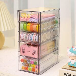 Hair Accessories Organizer, Clear Hair Organizer Storage Box with 5 Drawers Hair Tie Holder Container Storage Organization for Bathroom Closet Desk Office (5 Drawer)