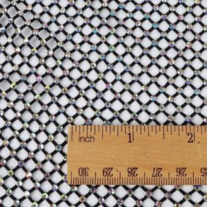 Exquisite AB Color Rhinestone Fabric Stretchy Mesh (15 inch by 12 inch, Black)