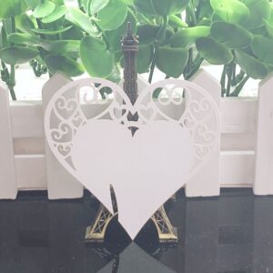 150 Pcs Heart Table Number Place Card Name Card Wine Glass Cup Decoration Postcards for Wedding Party,Reception, Anniversary, Birthday Party (white-150pcs)