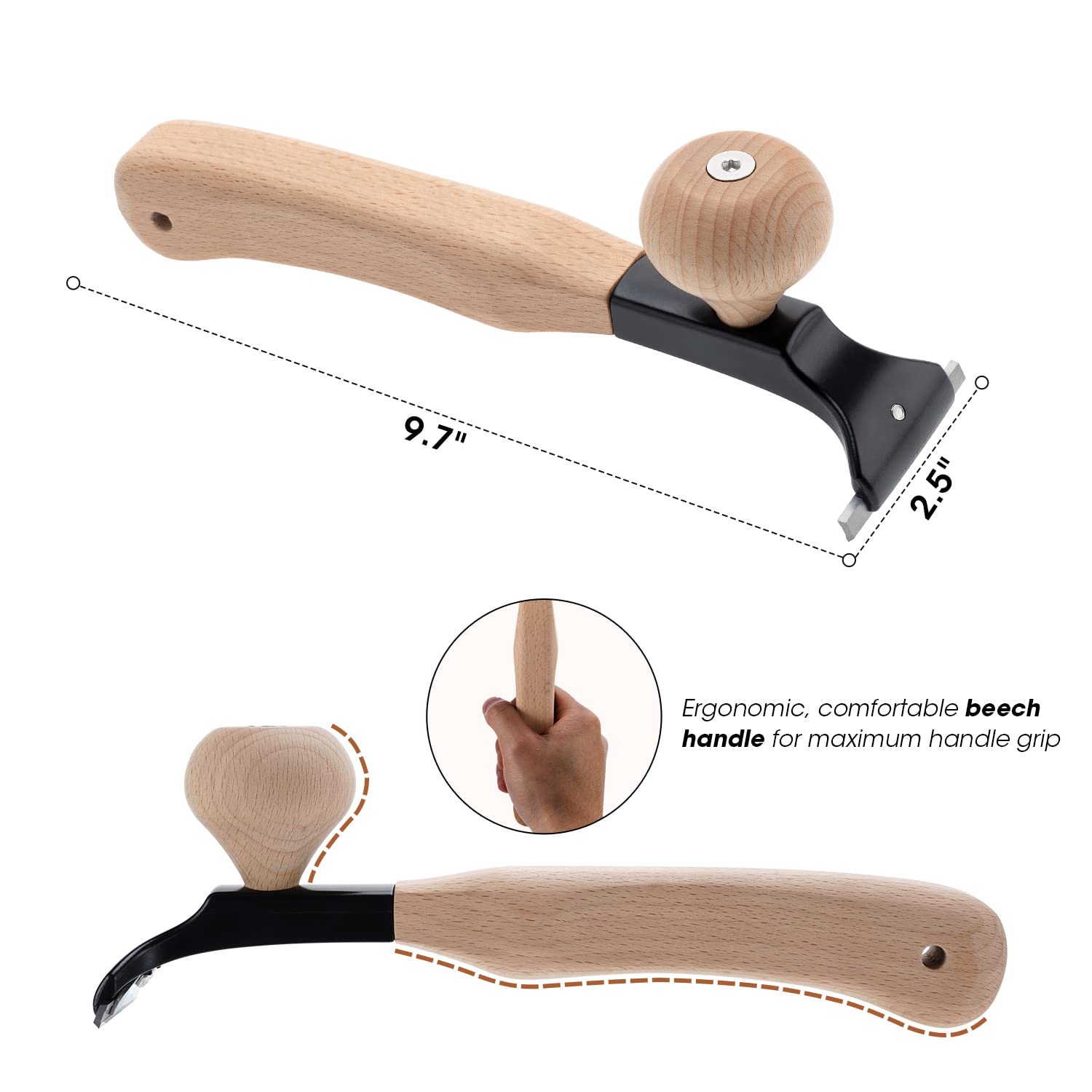 Premium Ergonomic Scraper – 2.5-inch YG10 Carbide Blade – Comfortable Beech Wood Handle – Multi-Surface Use – Professional Quality Tool for Paint, Varnish, Glue & Rust Removal