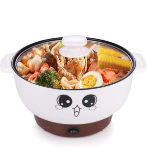 bxe 4-in-1 multifunction electric cooker skillet wok electric hot pot for cook rice fried noodles stew soup steamed fish boiled egg small non-stick with lid (without steamer,white)